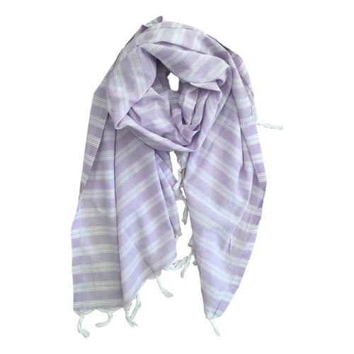 Pastel Striped Cotton Scarves - Lilac