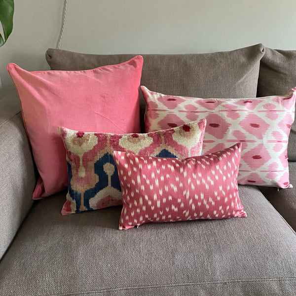 IKAT cushion cover -Pink Confetti - Double sided small  25 x 40 cm