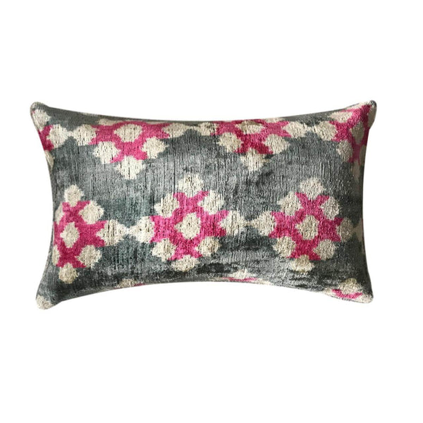 IKAT cushion cover - Pink - Velvet - 30 x 50 cm