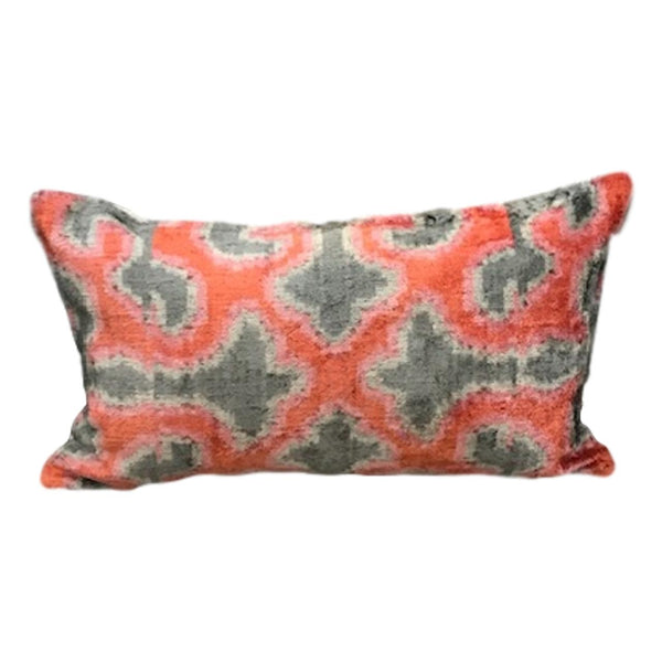 IKAT cushion cover - Pink and Orange - Velvet - 30 x 50 cm