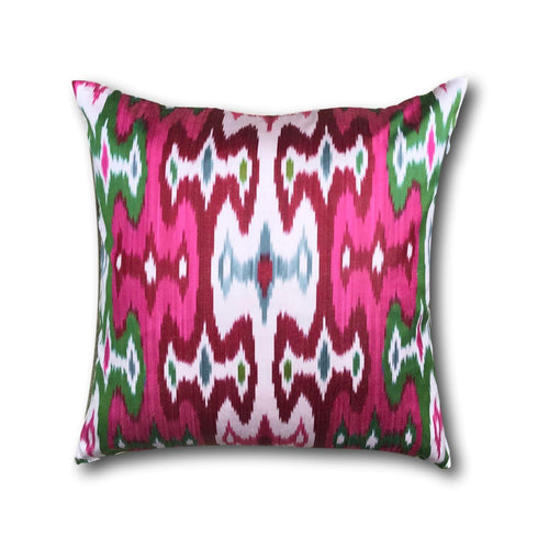 IKAT cushion cover - Bright Pink and Green 50 x 50 cm