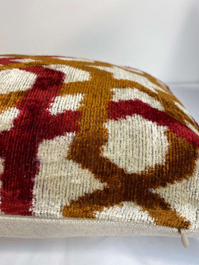 Red and Rust Trellis Velvet cushion cover - 30 x 50 cm