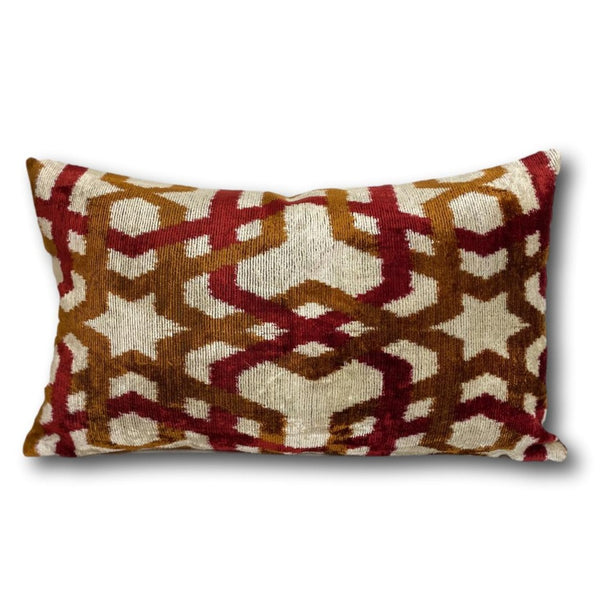 Red and Rust Trellis Velvet cushion cover - 30 x 50 cm