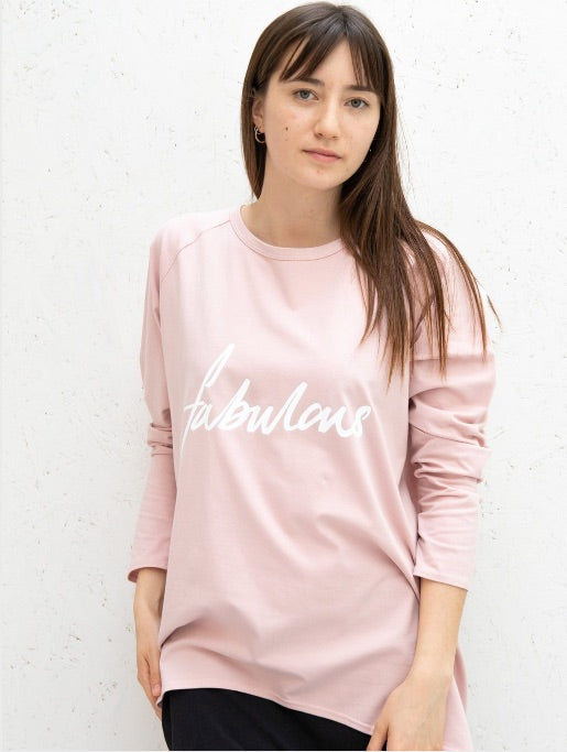 Oversized Pink Cotton T-Shirt -  Fabulous
