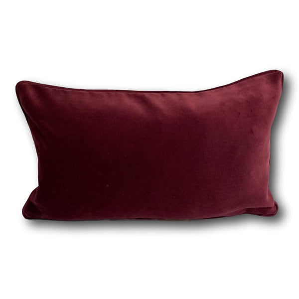 Velvet cushion cover - Burgundy -  30 x 50 cm