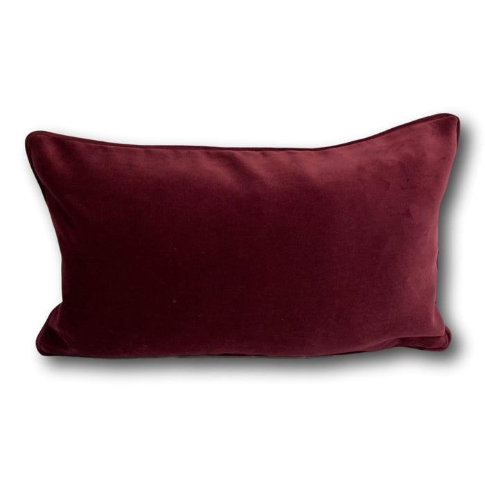 Velvet cushion cover - Burgundy -  30 x 50 cm