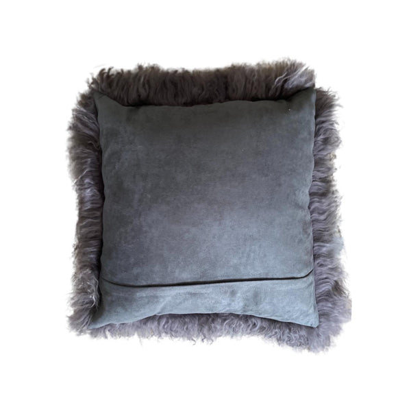 Sheepskin Cushion Cover - Tibetan Curly Wool - Grey