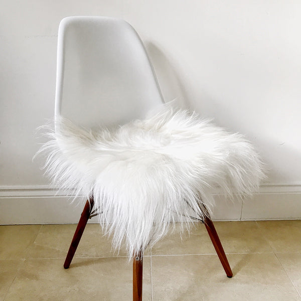 Sheepskin Seat Pad - Icelandic Long Wool - Natural White