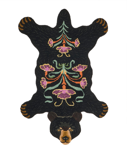Blooming Black Bear Rug - Large