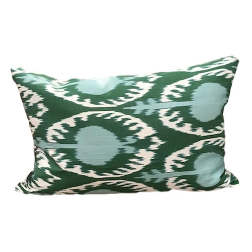IKAT cushion cover - Green Blue Pom - 40 x 60 cm