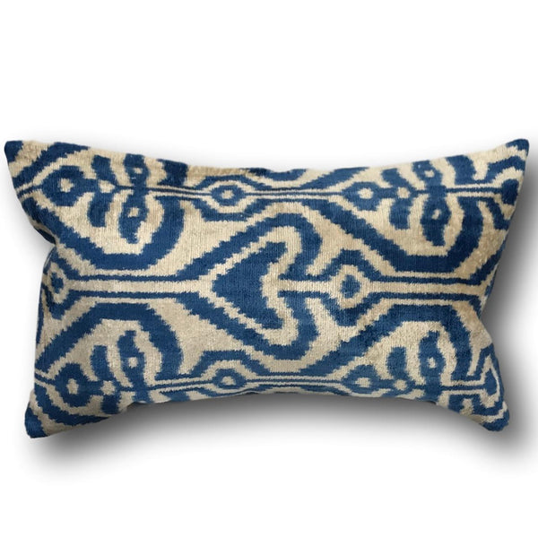 IKAT cushion cover - Blue - Velvet -  40 x 60 cm