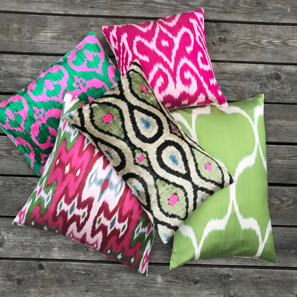 IKAT cushion cover - Bright Pink and Green 50 x 50 cm