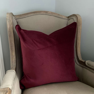 Velvet cushion cover - Burgundy -  50 x 50 cm