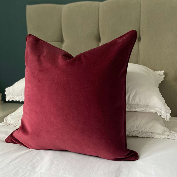 Velvet cushion cover - Burgundy -  50 x 50 cm