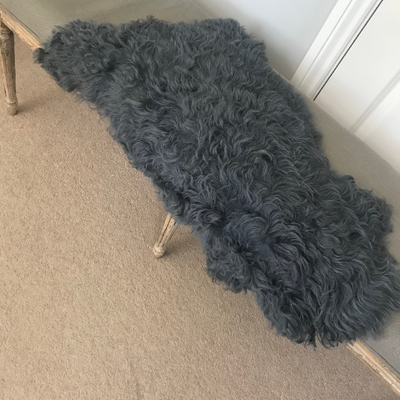 Small Sheepskin, Bench Cover, 75cm, Black & Grey