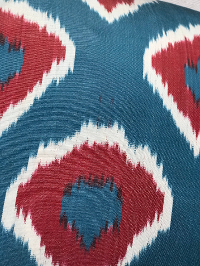 IKAT cushion cover - Blue and Red Diamonds 50 x 50 cm