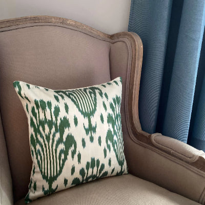 IKAT cushion cover - Green and Beige ikat - 40 x 40 cm