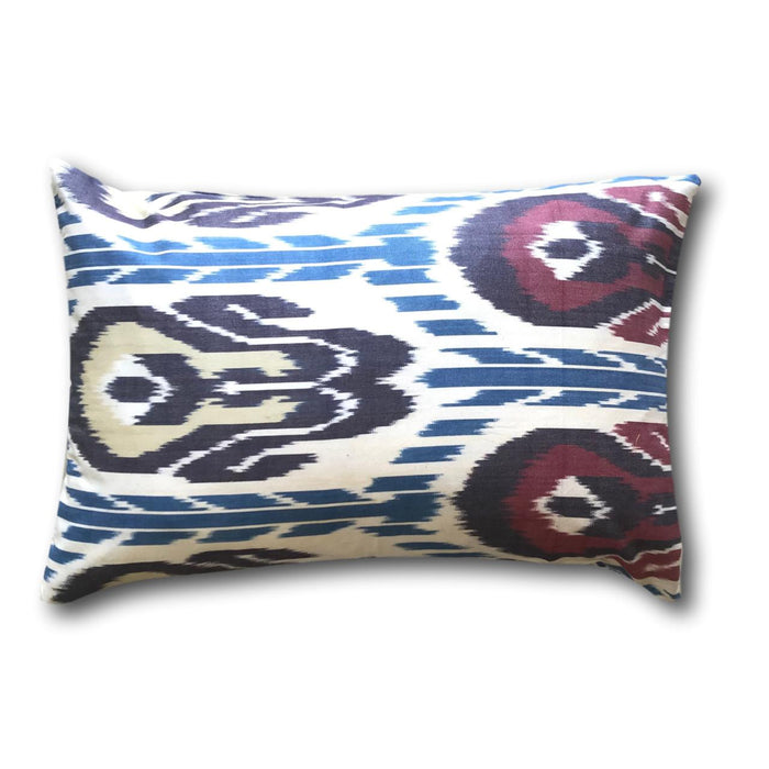 IKAT cushion cover - Double Sided- Blue, Red and Purple 40 x 60 cm